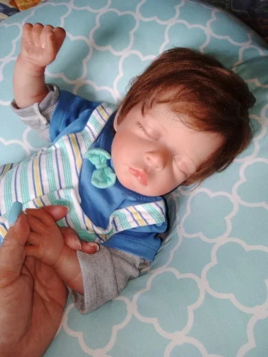 Reborndoll Lilli realistic Soft Cloth Body, Hand-Rooted Hair, and Closed Eyes