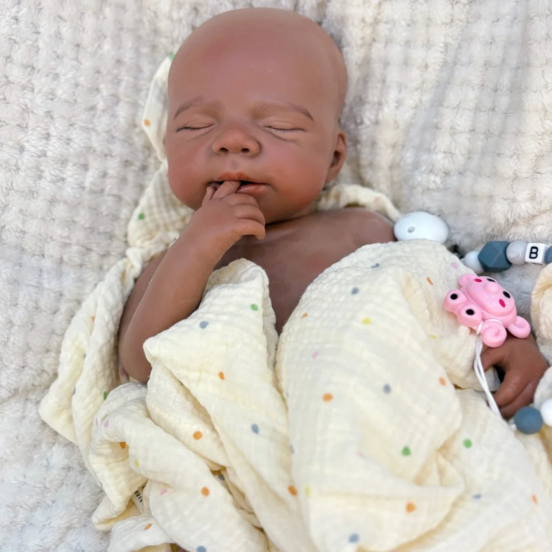 Dark Skin Reborn Baby Girl Doll – Soft Silicone, Lifelike Newborn