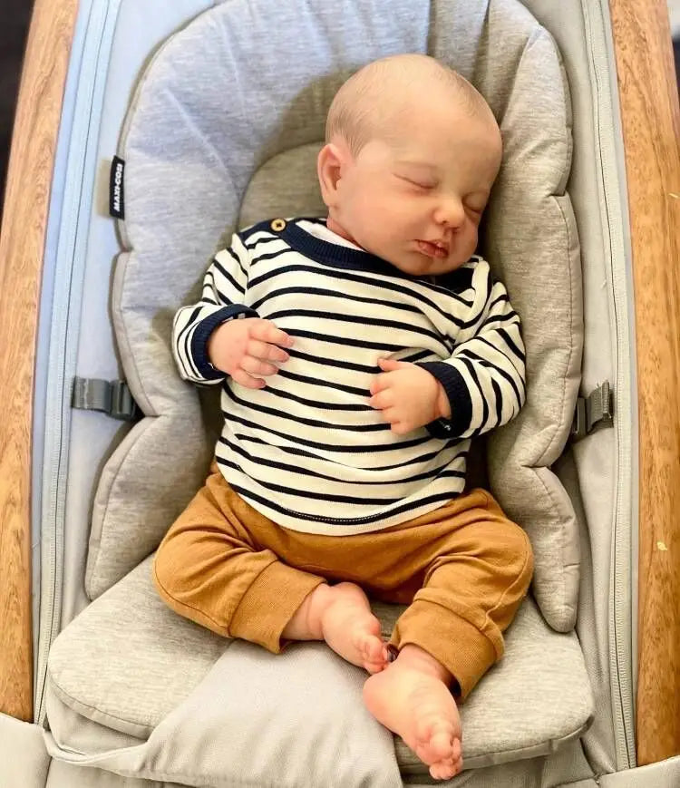 sleeping reborn boy doll painted hair