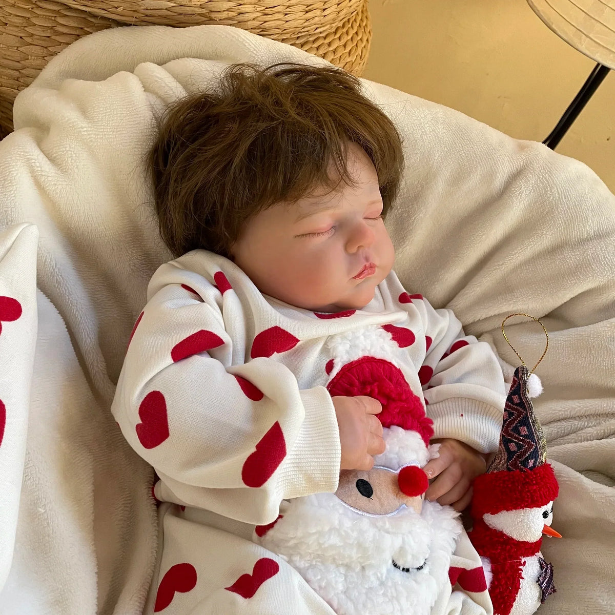 Tessa, poupée bébé reborn 20 pouces | Cheveux bouclés implantés à la main et corps en tissu doux