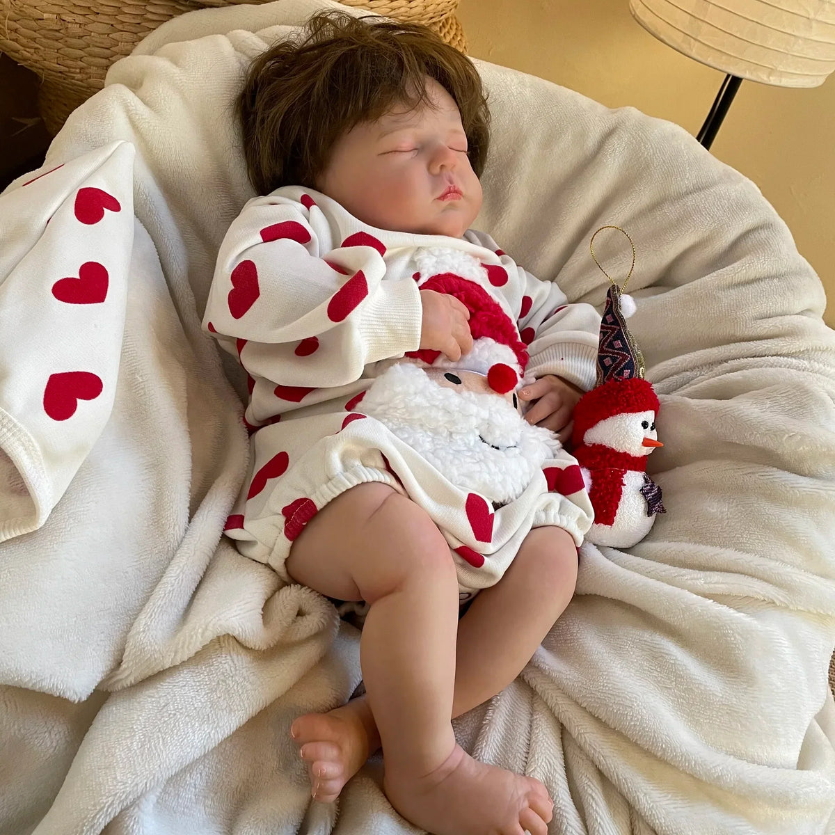 Tessa, poupée bébé reborn 20 pouces | Cheveux bouclés implantés à la main et corps en tissu doux
