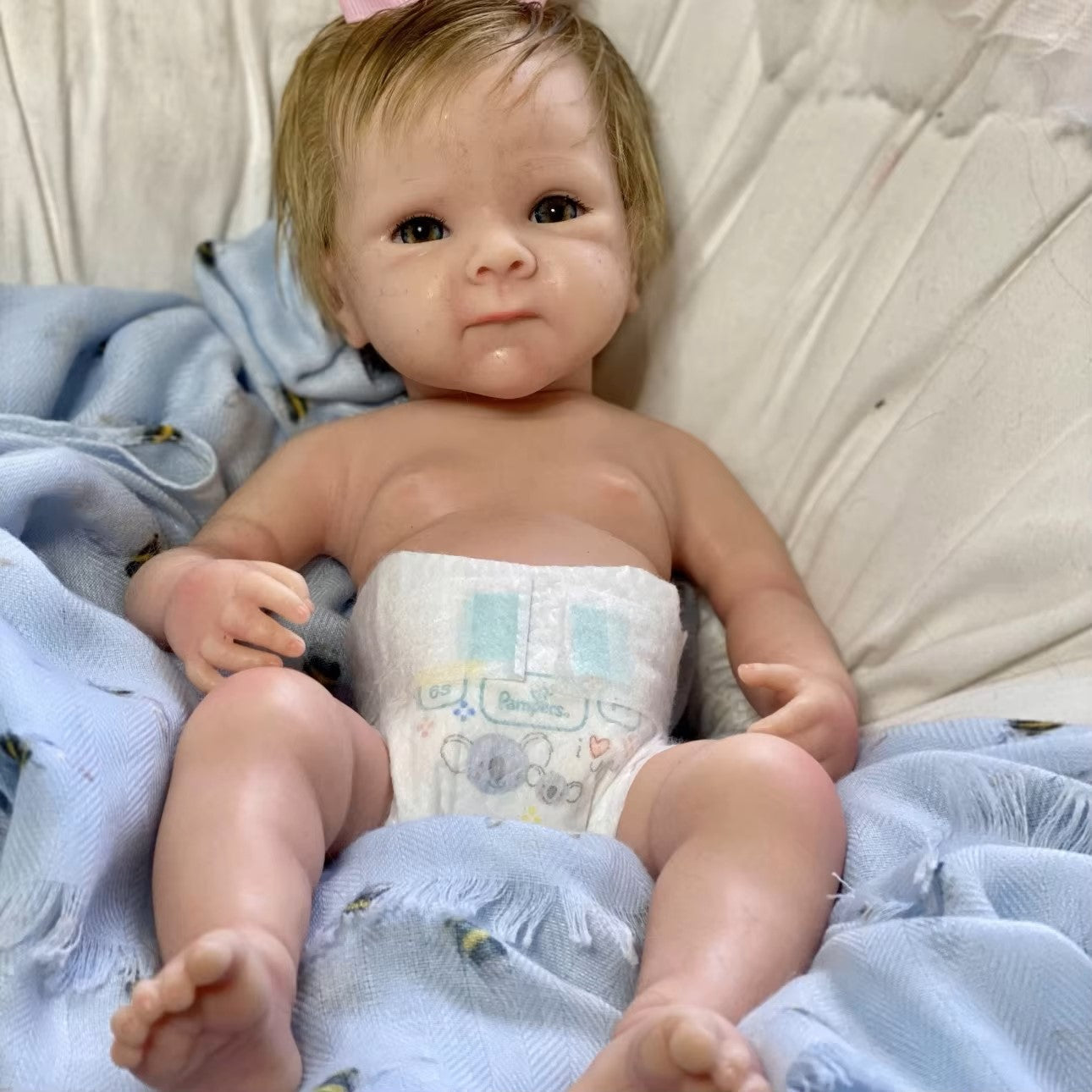 Soft Touch Full Body Silicone 13 Inch Newborn Doll with Rooted Hair