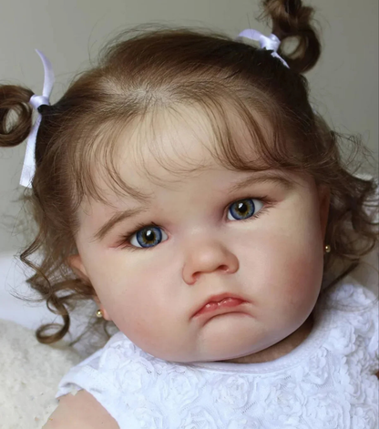 Bolly, poupée bébé reborn 24 pouces | Corps en tissu doux, cheveux implantés à la main, yeux fixes