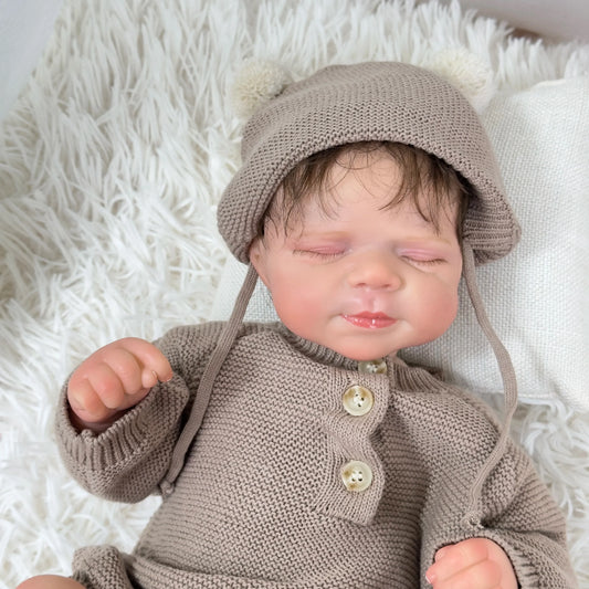 Pascale, bébé reborn à corps en tissu doux et cheveux implantés à la main