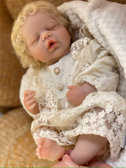 Alexis, poupée bébé reborn aux cheveux blonds