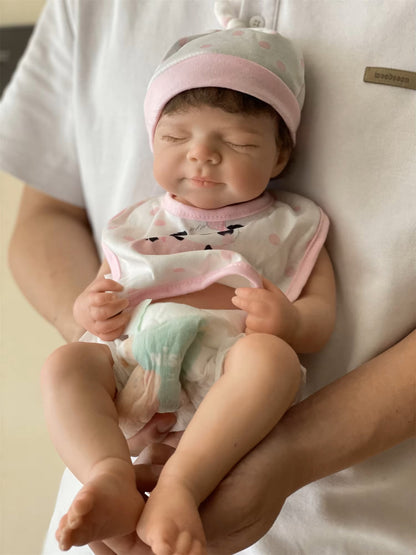 Pascale, bébé reborn fille 45 cm aux cheveux implantés