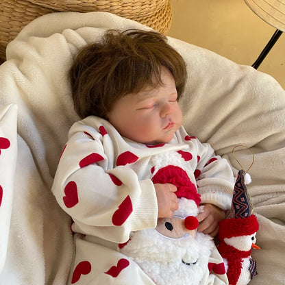 Tessa, poupée bébé reborn 20 pouces | Cheveux bouclés implantés à la main et corps en tissu doux