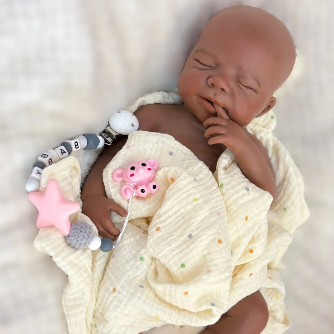 Dark Skin Reborn Baby Girl Doll – Soft Silicone, Lifelike Newborn