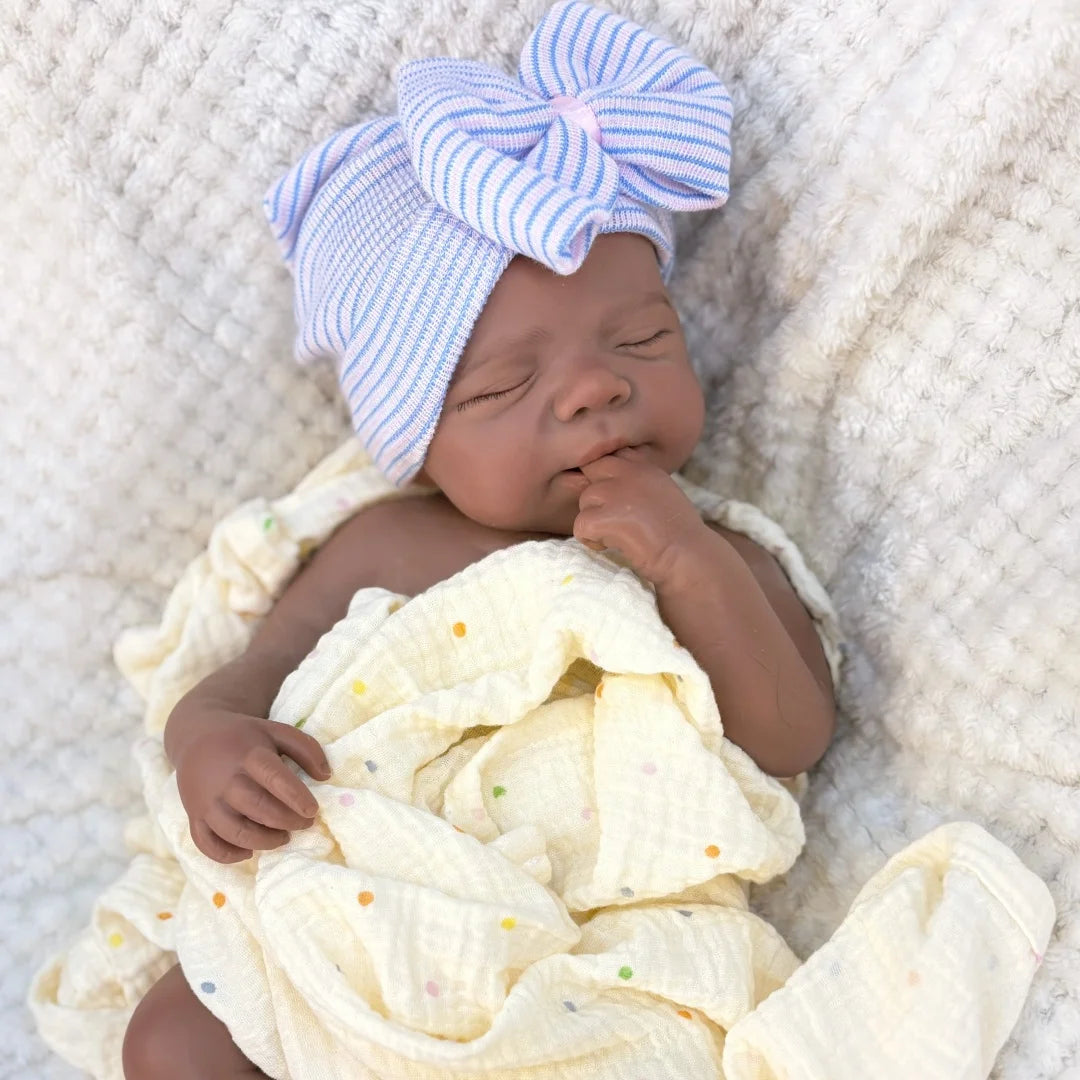 Dark Skin Reborn Baby Girl Doll – Soft Silicone, Lifelike Newborn