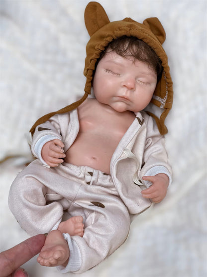 Peaches, bébé reborn fille en silicone 33 cm aux cheveux implantés