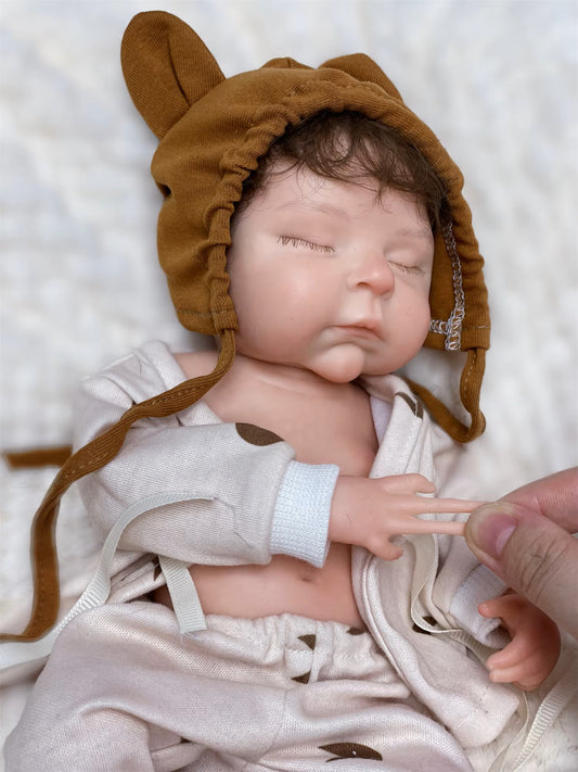 Silicone Reborn Baby Girl 33cm Peaches rooted hair