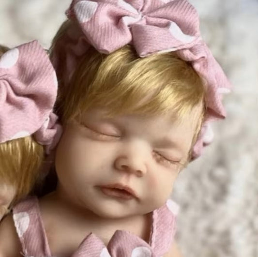 Sleeping reborn baby girl full silicone body with golden hair