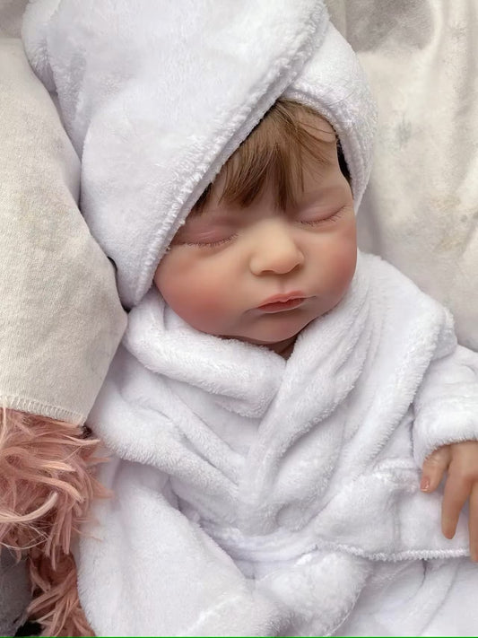 reborn baby doll in bathrob