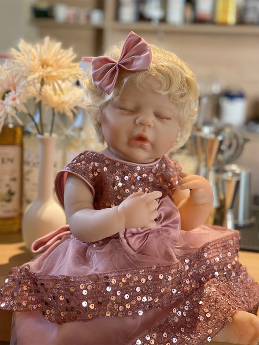 Alexis, poupée bébé reborn, cheveux blonds