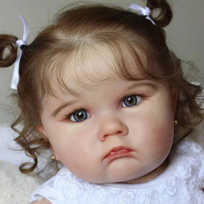 Bolly, poupée bébé reborn 24 pouces | Corps en tissu doux, cheveux implantés à la main, yeux fixes