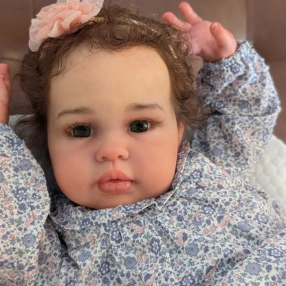 Mira – poupée bébé reborn aux cheveux implantés à la main (24 pouces, corps en tissu doux)