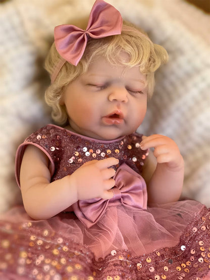 Alexis, poupée bébé reborn, cheveux blonds