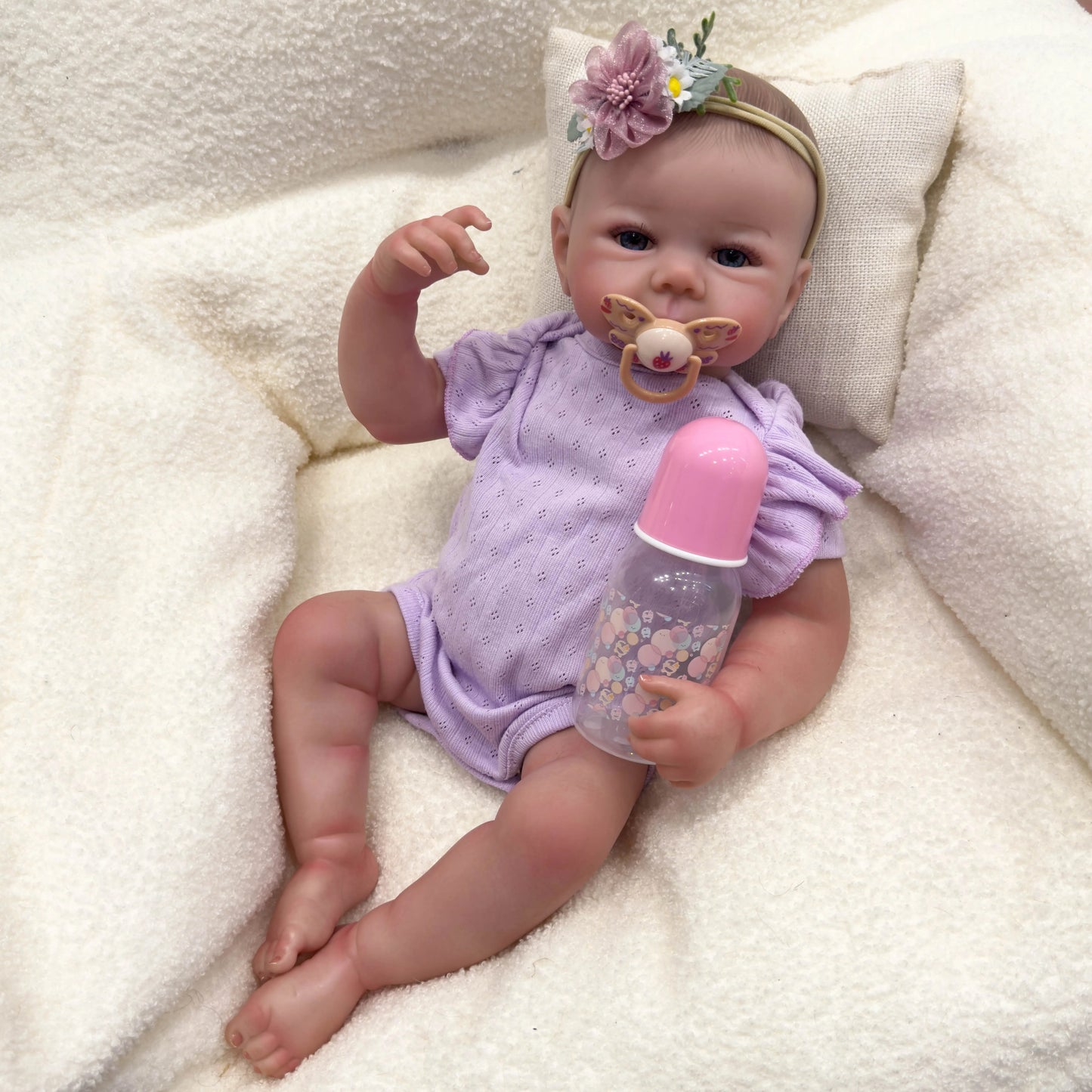 Elsi – 19” Hand-Painted Realistic Reborn Doll with Full Silicone Vinyl Body