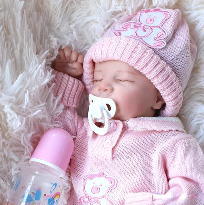 Bébé reborn fille endormie à corps en vinyle silicone