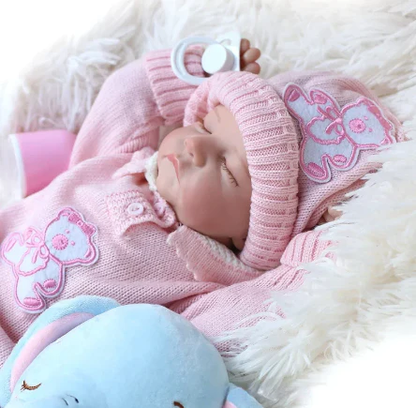 Bébé reborn fille endormie à corps en vinyle silicone