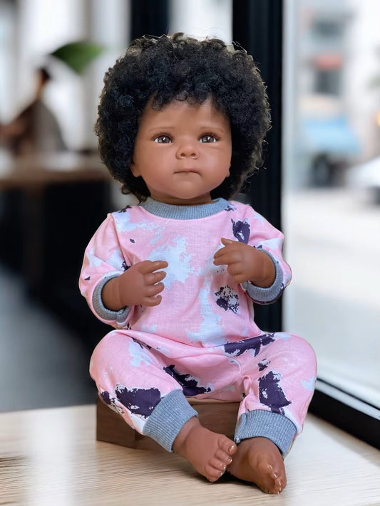 Adorable poupée bébé reborn nouveau-né afro-américaine